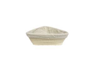 6.3 inch Triangle Shaped Banneton Brotform Bread Dough Proofing Rising Rattan Handmade Basket with Linen Liner Cloth - 16 x 16 x 6cm
