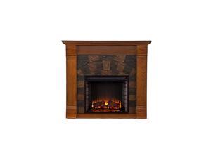 Furniture Elkmont Earth Tone Tile Electric Fireplace, Salem Antique Oak Furniture Elkmont Earth Tone Tile Electric Fireplace, Salem Antique Oak