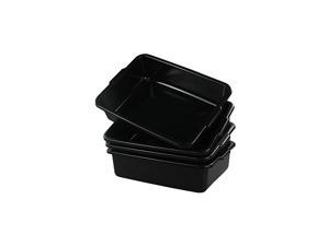 Small Commercial Tote Box, Rectangle Utility Bus Tubs, 4-Pack, Black