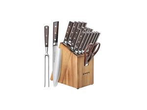 Knife Set, 16-Piece Kitchen Knife Set with Carving Fork, Precious Wengewood Handle for Chef Knife Set with Block, German Stainless Steel, Knife Set, 16-Piece Kitchen Knife Set with Carving Fork, Precious Wengewood Handle for Chef Knife Set with Block, German Stainless Steel,