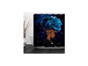 Black Girl Shower Curtain Afro African American Woman Lady Shower Curtain Hip Pop Bathroom Decor with Hooks,Waterproof Polyester Fabric, 60"W x 72"H (150CM x 180CM) - Blue-Haired Black Girl Black Girl Shower Curtain Afro African American Woman Lady Shower Curtain Hip Pop Bathroom Decor with Hooks,Waterproof Polyester Fabric, 60"W x 72"H (150CM x 180CM) - Blue-Haired Black Girl
