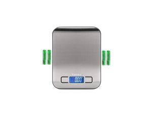 Digital Kitchen Food Scale 11 lb Grams and Ounces Small Stainless Steel Backlit Silver Batteries Included