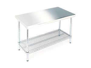 Stainless Commercial-Grade Work Table Steel Wire Shelf Kitchen NSF-Certified Storage, 49" W x 24" D x 35.5" H, Chrome Stainless Commercial-Grade Work Table Steel Wire Shelf Kitchen NSF-Certified Storage, 49" W x 24" D x 35.5" H, Chrome