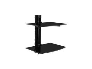 Floating Wall Mounted Shelf Bracket Stand for AV Receiver, Component, Cable Box, Playstation, Xbox, DVD Player, Projector, 34 Lbs Capacity, 2 Shelves, Tinted Tempered Glass Floating Wall Mounted Shelf Bracket Stand for AV Receiver, Component, Cable Box, Playstation, Xbox, DVD Player, Projector, 34 Lbs Capacity, 2 Shelves, Tinted Tempered Glass
