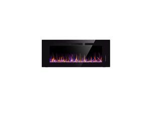 36 Electric Fireplace In Wall Recessed And Wall Mounted 1500w Fireplace Heater And Linear Fireplace With Timer Multicolor Flames Touch Screen Remote Control Black Newegg Com