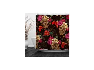 Skulls Shower Curtain Sugar Roes Flowers Skull Skeleton Halloween All Saints Day Black and White Waterproof Bathroom Decor with hooks,60"W x 72"H (150CM x 180CM) - Skulls and Poppy Flowers Skulls Shower Curtain Sugar Roes Flowers Skull Skeleton Halloween All Saints Day Black and White Waterproof Bathroom Decor with hooks,60"W x 72"H (150CM x 180CM) - Skulls and Poppy Flowers