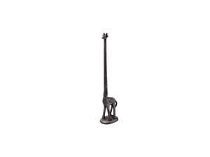 Paper Towel Holder or Free Standing Toilet Paper Holder- Cast Iron Giraffe Paper Holder - Bathroom Toilet Paper Holder or Stand Up Paper Towel Holder - Rustic Silver w/ Vintage Finish by
