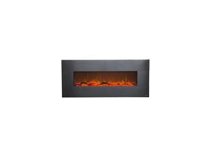 80026 - Stainless Electric Fireplace - (Stainless) - 50 Inch Wide - On-Wall Hanging - Log & Crystal Included - 5 Flame Settings - Realistic Flame - 1500/750W - Timer & Remote
