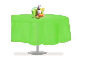 Lime Green 6 Pack Premium Disposable Plastic Tablecloth 84" Inch Round Table Cover by
