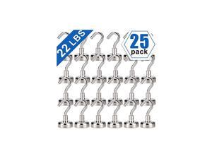 Neodymium Strong Magnetic Hooks,22Lbs Rare Earth Magnets Heavy Duty with Hook for Refrigerator,Ceiling Magnets for Hanging,Cruise,Curtain and Kitchen etc-25 Pack