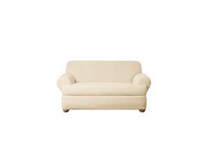 Home Décor SF39067 Stretch Pinstripe T-Cushion Loveseat Cover, Form Fit, Polyester/Spandex, Machine Washable, Two Piece, Cream Color Home Décor SF39067 Stretch Pinstripe T-Cushion Loveseat Cover, Form Fit, Polyester/Spandex, Machine Washable, Two Piece, Cream Color