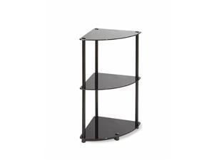 Designs2Go Classic Glass 3 Tier Corner Shelf, Black Glass