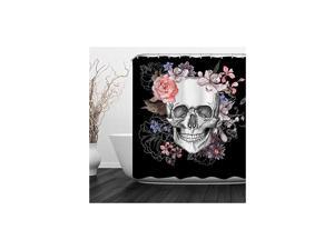 Skulls Shower Curtain Sugar Roes Flowers Skull Skeleton Halloween All Saints Day Black and White Waterproof Bathroom Decor with Hooks, 60" W x 72" H (150CM x 180CM) - Beautiful Skull 2 Skulls Shower Curtain Sugar Roes Flowers Skull Skeleton Halloween All Saints Day Black and White Waterproof Bathroom Decor with Hooks, 60" W x 72" H (150CM x 180CM) - Beautiful Skull 2