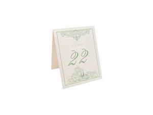 Peacock Flourish Wedding Table Numbers (Select Color/Quantity), Champagne, Sage, 1-50, Double Sided, Tent or Use in a Stand, Great for Parties & Restaurants - Made in The USA