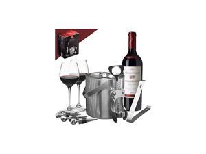 Ice Bucket Wine Set — Deluxe 6 Piece Includes: Stainless Steel Double Walled Ice Bucket with Lid, Ice Tong, Bottle Opener, 3 Bottle Stoppers (Silver, Stainless Steel) Ice Bucket Wine Set — Deluxe 6 Piece Includes: Stainless Steel Double Walled Ice Bucket with Lid, Ice Tong, Bottle Opener, 3 Bottle Stoppers (Silver, Stainless Steel)