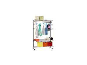 Heavy Duty Rolling Garment Rack 3-Tiers Wire Shelving W/Hanger Bar & Lockable Wheels & 2 Pair Side Hooks - Hold Up to 400Lbs (Gray, 1Rod 4Hook) Heavy Duty Rolling Garment Rack 3-Tiers Wire Shelving W/Hanger Bar & Lockable Wheels & 2 Pair Side Hooks - Hold Up to 400Lbs (Gray, 1Rod 4Hook)