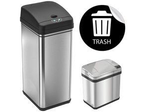 13 Gallon and 2.5 Gallon Automatic Touchless Sensor Kitchen Cans with Odor Control System, Stainless Steel, Includes 1 Waterproof Reusable “TRASH” Vinyl Sticker 13 Gallon and 2.5 Gallon Automatic Touchless Sensor Kitchen Cans with Odor Control System, Stainless Steel, Includes 1 Waterproof Reusable “TRASH” Vinyl Sticker