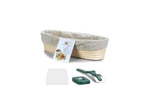 Oval Proofing Basket 13.8 Inch, Banneton Bread Proofing Basket + Lame + Linen Liner Cloth for Professional & Home Bakers