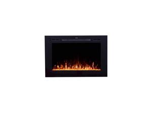 80006 - Sideline Recessed Mounted Electric Fireplaces - 40 Inch Wide/26.5 Inch Tall - in Wall Recessed - 5 Flame Settings - Realistic 3 Color Flame - 1500/750 Watt Heater - (Black) - Log & Crystal He