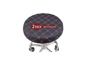 2 Pack Fabric Bar Stool Cover with Extra Thin Padding & Elastic Band Round Chair Seat Cover Cushions Sleeve Breathable Anti-Slip 13 inch Black