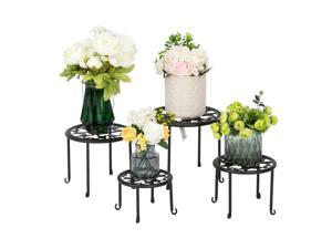 Metal Plant Stand 4 in 1 Potted Floor Flower Planter Pot Round Rack Display Rack