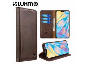 For  iPhone 12 Mini 5.4 in Brown Gentleman Leather Fabric Case w/stand