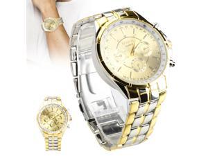 Stainless Steel Luxury Sport Analog Quartz Modern Men Fashion Wrist Watch Gold