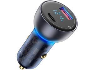 USB C Car Charger Adapter, Baseus 65W PPS QC PD 3.0 Super Fast & Metal Car Laptop Charger with LED Display Compatible with MacBook, Samsung, iPhone 13/12 Pro/Max/12 Mini/11, iPad Pro - CCKX