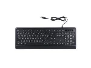 USB Interface Large Print Tri-Color Backlit Wired Keyboard