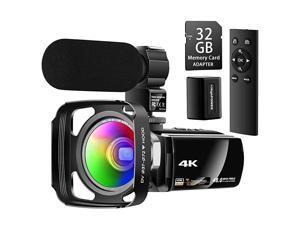 Ultra HD 4K Camcorder Video Camera with Rechargeable Microphone 24G Remote Control Vlogging YouTube Camera 60FPS 48MP IR Night Vision with Wide Angle Lens Lens Hood Batteries Ultra HD 4K Camcorder Video Camera with Rechargeable Microphone 24G Remote Control Vlogging YouTube Camera 60FPS 48MP IR Night Vision with Wide Angle Lens Lens Hood Batteries