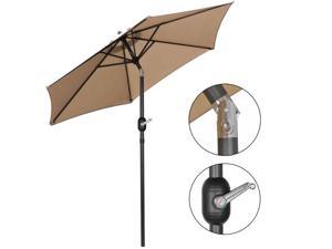 7.5Ft Umbrella Po Market Powered Table 6 Ribs Tan with Tilt and Crank 7.5Ft Umbrella Po Market Powered Table 6 Ribs Tan with Tilt and Crank