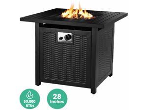 28'' Outdoor Propane Gas Fire Pit Table 50,000 BTU Square Gas Firepit with Cover 28'' Outdoor Propane Gas Fire Pit Table 50,000 BTU Square Gas Firepit with Cover