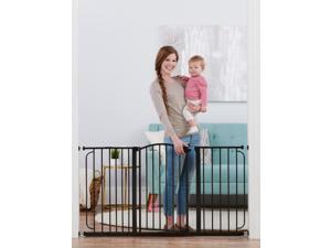 Metal Baby Safety Gate Extra Wide 58" Walk Through Easy Slide 30 Inch Tall Black Metal Baby Safety Gate Extra Wide 58" Walk Through Easy Slide 30 Inch Tall Black