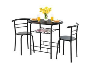 Costway 3 Pcs Dining Set 2 Chairs and Table Compact Bistro Pub Breakfast Home Kitchen Black Costway 3 Pcs Dining Set 2 Chairs and Table Compact Bistro Pub Breakfast Home Kitchen Black