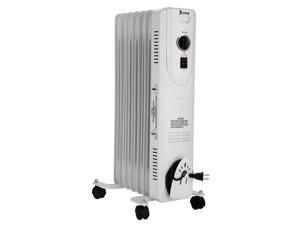 1500W Electric Oil Filled Radiator Space Heater 7-Fin with Wheels White 1500W Electric Oil Filled Radiator Space Heater 7-Fin with Wheels White
