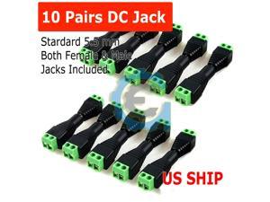 20pcs Male+Female DC Power Jack Connector Adapter Plug 2.1 x 5.5mm for CCTV