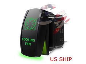 LED Waterproof GREEN ROCKER SWITCH LASER ETCHED 12v 20a LED COOLING FAN CAR BOAT LED Waterproof GREEN ROCKER SWITCH LASER ETCHED 12v 20a LED COOLING FAN CAR BOAT