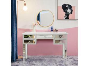 New Modern Mirrored Console Table Makeup Vanity Desk with 5 Drawers Storage New Modern Mirrored Console Table Makeup Vanity Desk with 5 Drawers Storage