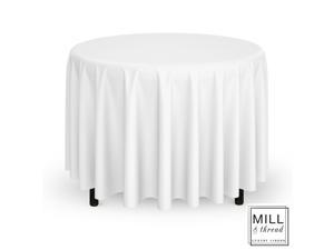 132" Round Wedding Banquet Polyester Fabric Tablecloth - White