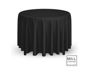 10 Pack 120" Round Wedding Banquet Polyester Fabric Tablecloths - Black