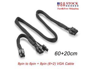 SilverStone Black Sleeved PSU Cable for One PCI-E 8pin PP06B-2PCIE55 6+2 