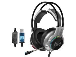 Heir Audio X10 Gaming Headset 7.1 Channel USB / Dual 3.5mm Wired LED Gaming Headset Bass Stereo Sound Headphone Earphones with Mic for PS4 Computer PC Gamer-USB Interface Heir Audio X10 Gaming Headset 7.1 Channel USB / Dual 3.5mm Wired LED Gaming Headset Bass Stereo Sound Headphone Earphones with Mic for PS4 Computer PC Gamer-USB Interface