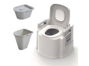 Portable Travel Toilet Compact Potty Bucket Seats Waste Tank Lightweight Outdoor Indoor Toilet for Camping Hiking Campsite-Grey Portable Travel Toilet Compact Potty Bucket Seats Waste Tank Lightweight Outdoor Indoor Toilet for Camping Hiking Campsite-Grey