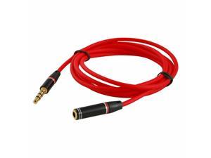 3FT 3.5mm 4-Pole AUX Extension Cable Stereo Audio Headphone Male to Female Red