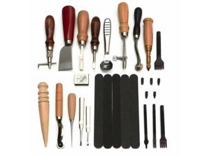 18Pcs Leather Craft Hand Tools Kit Sewing Stitching Thread Punch Carving Working