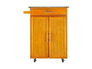 Wood Kitchen Island Trolley Rolling Cart Stainless Top Storage Cabinet Utility Wood Kitchen Island Trolley Rolling Cart Stainless Top Storage Cabinet Utility