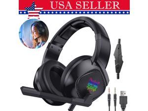 RGB LED Gaming Headset Adjustable Over-ear Headphone for  Switch PS5 PS4