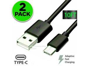 2 PACK 10FT Type USB-C to USB-A Fast Charge Cable Cord Quick Charger Charging