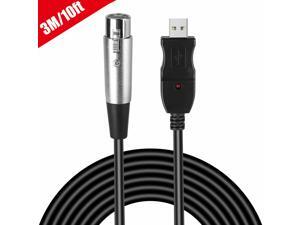 3M/10ft Universal XLR Female to USB Male Microphone Link Cable Adapter Recorder 3M/10ft Universal XLR Female to USB Male Microphone Link Cable Adapter Recorder