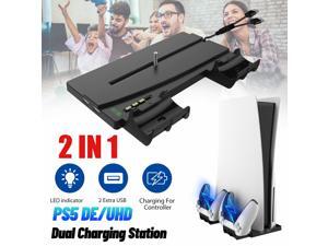 2 in 1 Vertical Stand Controller Charging Dock+2 USB Port For PS5 DE/UHD Console 2 in 1 Vertical Stand Controller Charging Dock+2 USB Port For PS5 DE/UHD Console